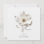 Elegante Witte Wildflower Chic Square bruiloft Kaart (Voorkant)