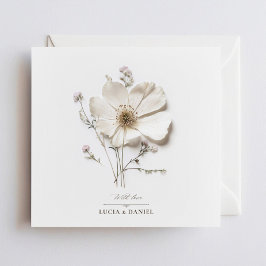 Elegante Witte Wildflower Chic Square bruiloft Kaart