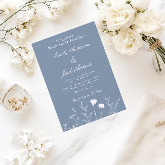 Elegante Witte Wildflower Periwinkle Wedding Invit Save The Date