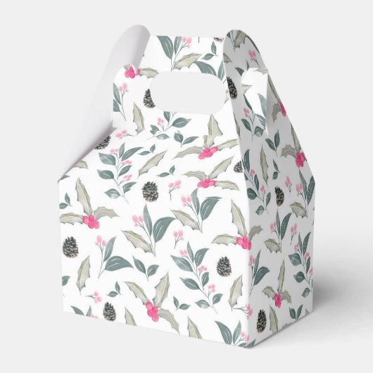 Elegante Witte Winter Bloemen Waterverf Kerstmis Bedankdoosjes (Achterkant)