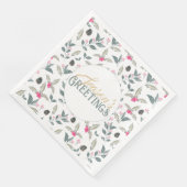 Elegante Witte Winter Bloemen Waterverf Kerstmis Servet (Hoek)