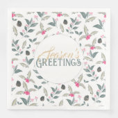 Elegante Witte Winter Bloemen Waterverf Kerstmis Servet (Voorkant)