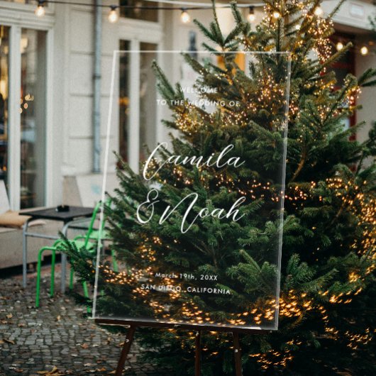 Elegante witte winter bruiloft welkom acryl bord