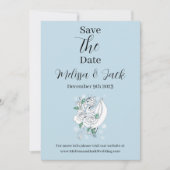 Elegante Witte Winter Fantasie Drakenrozen Bruilof Save The Date (Voorkant)