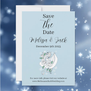 Elegante Witte Winter Fantasie Drakenrozen Bruilof Save The Date
