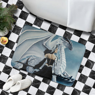 Elegante Witte Winter Gotische Drakenkoningin Fant Badmat