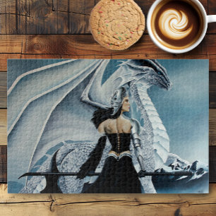 Elegante Witte Winter Gotische Drakenkoningin Fant Legpuzzel