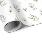 Elegante witte winter groen botanische kerst cadeaupapier (Rol Hoek)