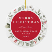 Elegante witte winter groen krans 1 foto keramisch ornament (Achterkant)