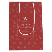 Elegante witte winter laat maretak rood medium cadeauzakje (Achterkant)