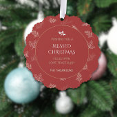 Elegante witte winterbladeren Mistletoe Red Ornament Kaart