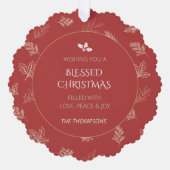 Elegante witte winterbladeren Mistletoe Red Ornament Kaart (Voorkant)