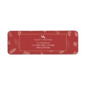 Elegante witte winterbladeren rood etiket (Voorkant)