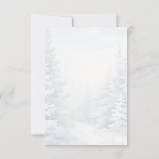 Elegante Witte Winterdennen Bruidsdouche Bedankkaart (Achterkant)