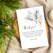 Elegante Witte Winterdennen Bruidsdouche Bedankkaart