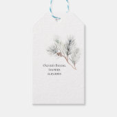 Elegante Witte Winterdennen Bruidsdouche Cadeaulabel (Voorkant)