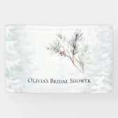 Elegante Witte Winterdennen Bruidsdouche Spandoek (Horizontaal)