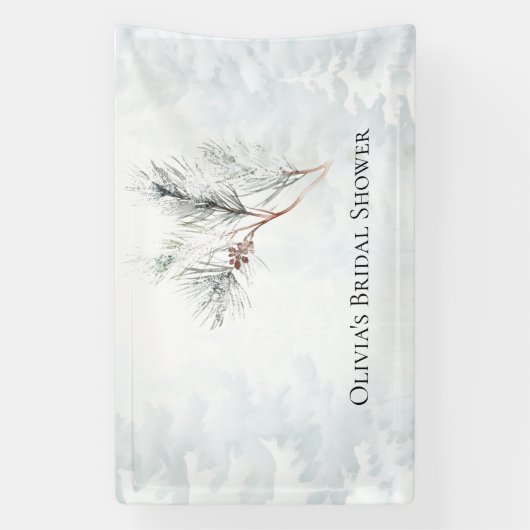 Elegante Witte Winterdennen Bruidsdouche Spandoek (Verticaal)