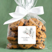 Elegante Witte Winterdennen Bruidsdouche Vierkante Sticker