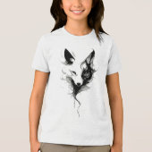 Elegante witte wolf kunst in zwarte inkt Tri-Blend shirt (Voorkant)
