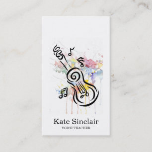 Elegante Witte Zanger Muziek Gitaarleraar Muziekin Visitekaartje