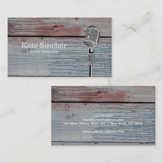 Elegante witte zanger muziek stemleraar musical B Visitekaartje (Voorkant / Achterkant)