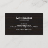 Elegante witte zanger muziek stemleraar musical B Visitekaartje (Achterkant)