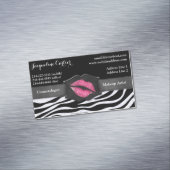 Elegante Witte Zebra Glitter Kiss Cosmetologist Magnetisch Visitekaartje (Voorbeeld)