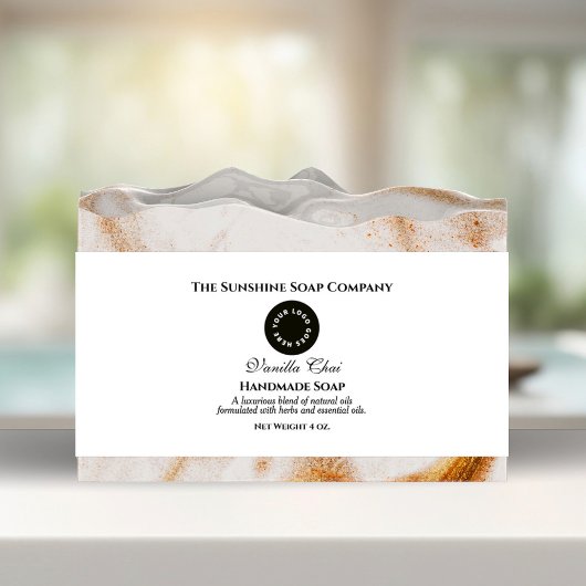 Elegante witte zeep buikband met Logo Uitnodigingen Wikkel