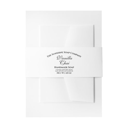 Elegante witte zeep buikband uitnodigingen wikkel (Voorkant Voorbeeld)