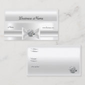 Elegante Witte Zijde Zilveren Bow Jewel Visitekaartje (Voorkant / Achterkant)