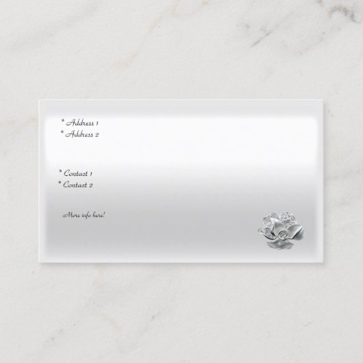 Elegante Witte Zijde Zilveren Bow Jewel Visitekaartje (Achterkant)