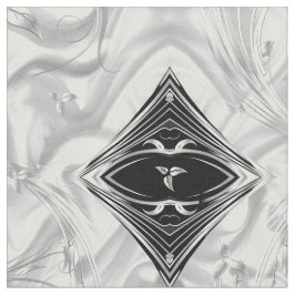 Elegante witte/zijdezijde en zilveren abstracte bl stof