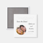 Elegante witte/zilveren bruiloft aankondiging magn magneet (Voorkant / Achterkant)