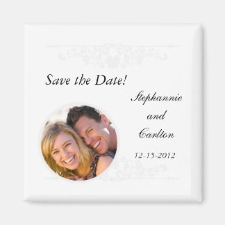 Elegante witte/zilveren bruiloft aankondiging magn magneet