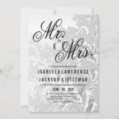 Elegante witte zilveren fractal bruiloft kaart (Voorkant)