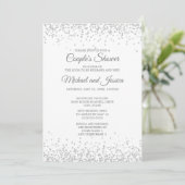 Elegante witte zilveren glitters bruids- kaart (Staand voorkant)
