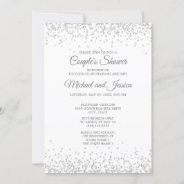 Elegante witte zilveren glitters bruids- kaart