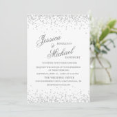 Elegante witte zilveren glitters bruiloft kaart (Staand voorkant)