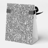 Elegante witte zilveren glitterscript monogram naa bedankdoosjes (Achterkant)