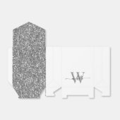 Elegante witte zilveren glitterscript monogram naa bedankdoosjes (Uitgevouwen)