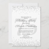 Elegante witte zilveren grijze glitter 75e verjaar kaart (Voorkant)