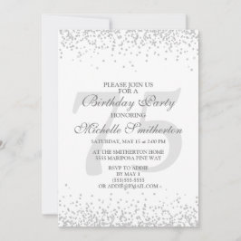Elegante witte zilveren grijze glitter 75e verjaar kaart