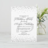Elegante witte zilveren grijze glitter 75e verjaar kaart (Staand voorkant)