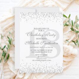 Elegante witte zilveren grijze glitters 18e verjaa kaart