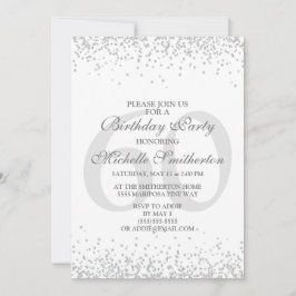 Elegante witte zilveren grijze glitters 60e verjaa kaart