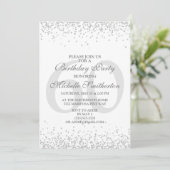 Elegante witte zilveren grijze glitters 60e verjaa kaart (Staand voorkant)