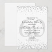 Elegante witte zilveren grijze glitters 60e verjaa kaart (Voorkant / Achterkant)