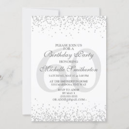 Elegante witte zilveren grijze glitters 60e verjaa kaart