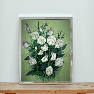 Elegante witte zoete erwtenbloemen foto afdruk